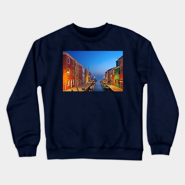 Dusk at Burano island Crewneck Sweatshirt by Cretense72